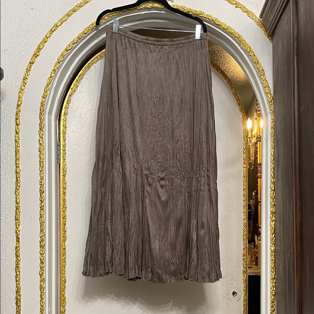 Soft Surroundings Crinkle Pleated Skirt Western Wear Office Cottagecore Size M